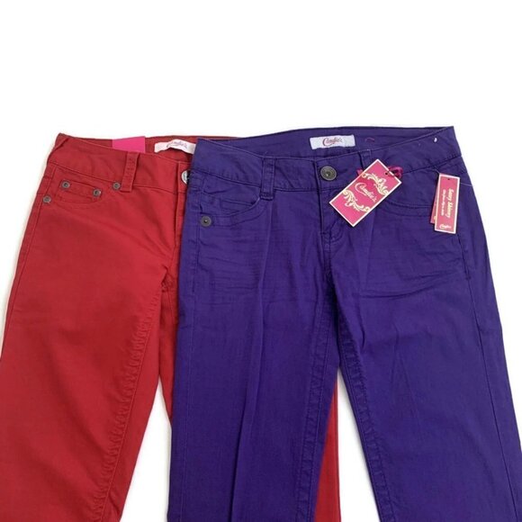 Candie's Size 3 Junior "Sassy Skinny" Skinny Jeans Lot of 2 NWT Red Purple - Picture 2 of 9